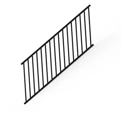 Satin Black 36 In. Aluminum Stair Panel Rail Kit With Square Balusters And Brackets