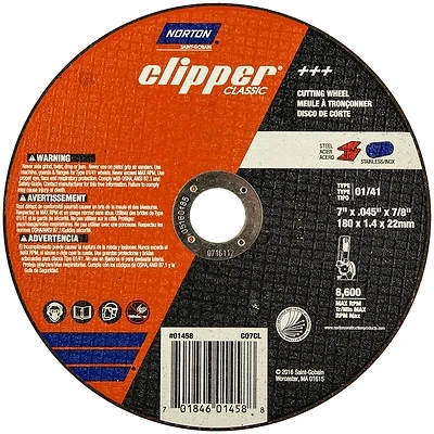 Clipper 7 In. Aluminum Oxide Cut-off Wheel 7/8 In. Arbor, 0.045 In. Thick, 1 Pk