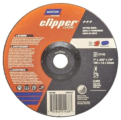 Clipper 7 In. Aluminum Oxide Cut-off Wheel 7/8 In. Arbor Type 27/42 1 Pk