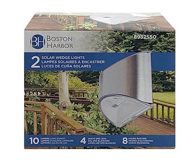 Boston Harbor 26083 Solar Wedge Light, 5 Lumens, Stainless Steel