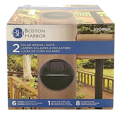 Boston Harbor 26081 Solar Round Wedge Light, 6 Lumens, Black