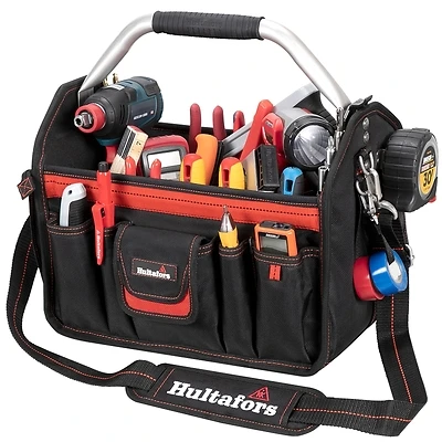 14 Inch Open-top Tool Carrier With Collapsible Handle And Ballistic Polyester Fabric
