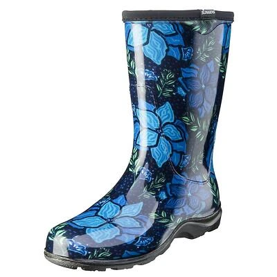 Women's Size 6 Spring Surprise Blue Mid-calf Rain And Garden Boot