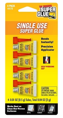 Super Glue 11710072 Single-Use Mini Tubes, 0.5g, 20-Pack