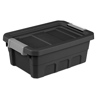 4 Gallon Black Stacker Storage Tote, Model 14829006, 18 In L X 12.625 In W X 7.125 In H