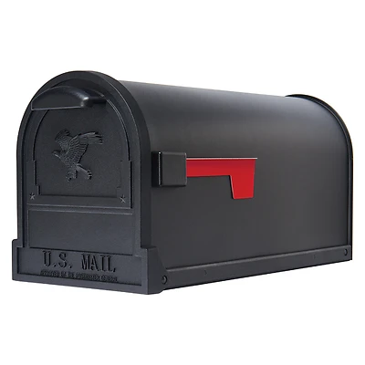 Arlington Classic Galvanized Steel Post Mount Black Mailbox