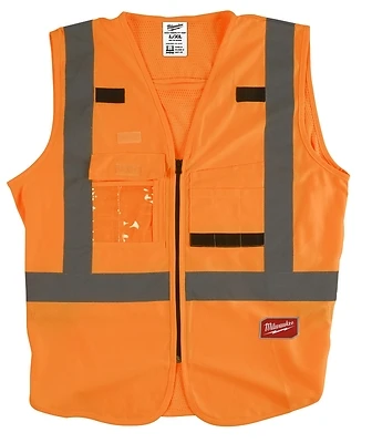 2x-large / 3x-large Orange Class 2 High Visibility Safety Vest With 10 Pockets