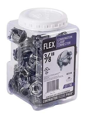 3/8 In. Flexible Metal Conduit Clamp Combination Connector 50 Pk, Model 05711b