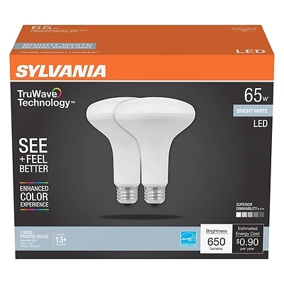 41154 Led Br30 Bright White 65w Flood Light Bulb With Truwave Technology