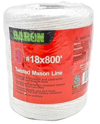 Baron 70817 Twisted Mason Line, #18 Dia, 800 Ft, White