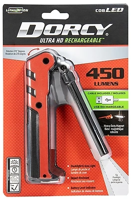Dorcy 41-6643 Diehard LED Rechargeable Work Light Flashlight, 450 Lumens