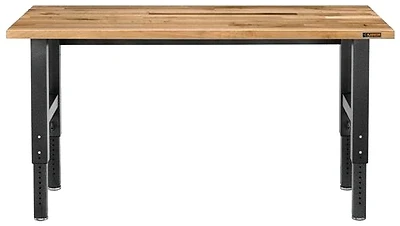 6 Ft. Hardwood Top Adjustable Height Workbench With Hammered Granite Finish