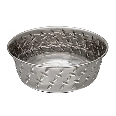 Silver Diamond Plated Stainless Steel Pet Bowl, 20 Cups Capacity, Model 7258