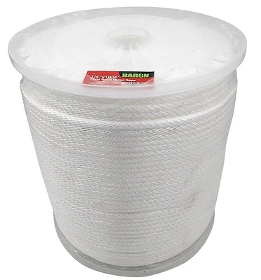 1/4 Inch White Braided Uv Resistant Nylon Rope - 1000 Feet Long, Heavy Duty