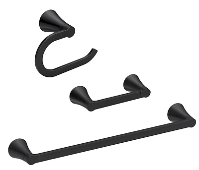 Mikah Matte Black 3-piece Accessory Kit 24 In. L Die Cast Zinc