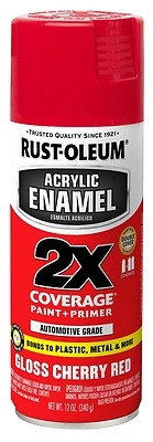 Acrylic Enamel Gloss Cherry Red Paint + Primer, 12 Ounce Spray Can