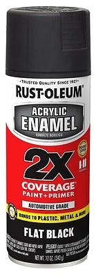 Acrylic Enamel Flat Black Paint + Primer, 12 Ounce Spray Can