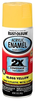 Acrylic Enamel Gloss Yellow Spray Paint 12 Oz Can