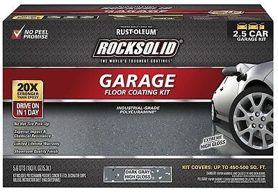 Rust-Oleum 317284 RockSolid 2-Part Dark Gray Gloss Garage Floor Polycuramine Kit, 152 fl. oz.
