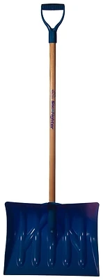 Mount Waldo Plastics 18 In. Snow Shovel, Ash Handle, D-Grip, Blue