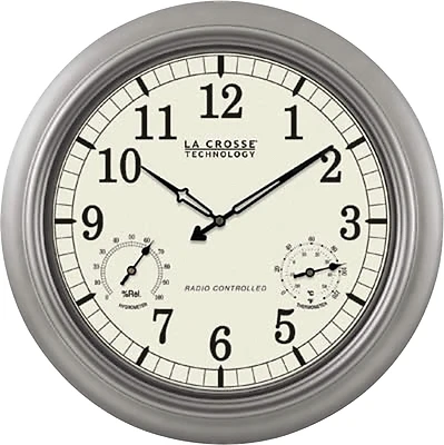 Wt-3181pl-q Wireless Indoor/outdoor Pewter Clock With Temperature And Humidity