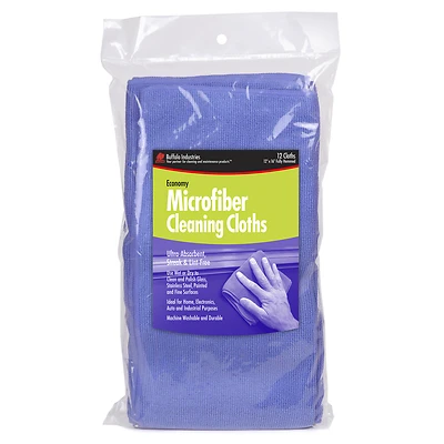 12-pack Economy Microfiber Cleaning Cloths, 12x16 In, Model 65100