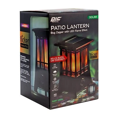 Solar Patio Lantern Bug Zapper With Led Lamp, 600 V, Black