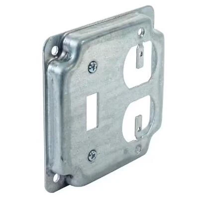 Southwire G1941-UPC 4 In. Square Toggle Switch/Duplex Outlet Cover, Steel