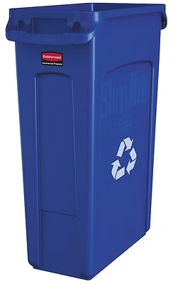Rubbermaid FG354007BLUE Slim Jim Recycling Container, 23 Gal, Blue Resin