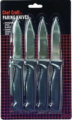 Chef Craft 2.5 In. Stainless Steel Paring Knife Set - 4 Pieces With White Handles