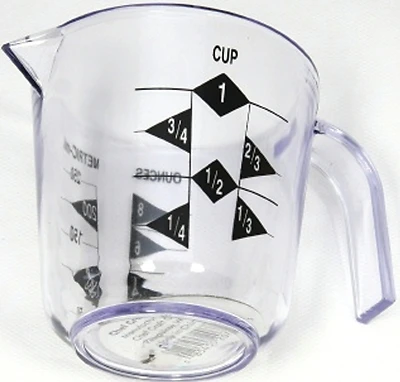 Chef Craft 20789 Measuring Cup, 1 Cup, Metric And US Markings, Plastic