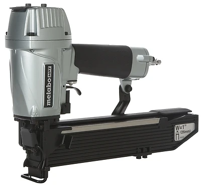 Pneumatic 16 Gauge Wide Crown Stapler With Quick Jam Release And Tool-less Adjustment