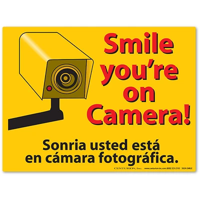 Centurion Sign Smile Bilingual Shoplifting Sign, 12 x 9 In.