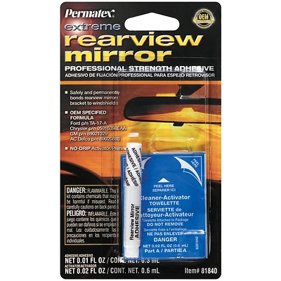 Permatex 81840 Rearview Mirror Adhesive, 2-Part System, 0.01 Oz.