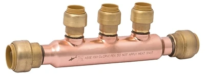 3/4 In. Copper Tube Size 3-port Open Manifold With 1/2 In. Push-to-connect Ports
