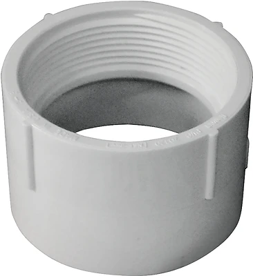 192892 Dwv Female Fip X Hub Pipe Adapter, 2 Inch Pvc White