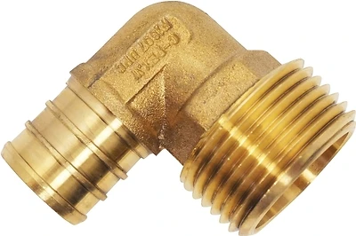 Apollo APXME34 Brass PEX Barb x MNPT Adapter 90-Degree Elbow, 3/4 In.