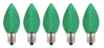 24775 C7 Led Christmas Light Bulb, Candelabra Base, Green