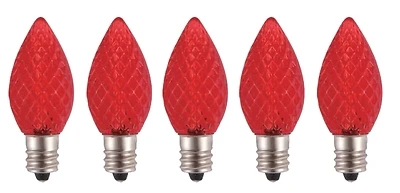 24772 C7 Led Christmas Light Bulb, Candelabra Base, Crystal Red