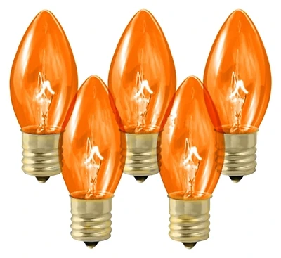 16297 C9 Replacement Light Bulb, 7 Watt, Intermediate Base, Transparent Orange