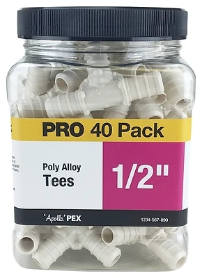 1/2 In. Plastic Pex Barb Tee Jar (40-pack) Model Pxpat1240jr
