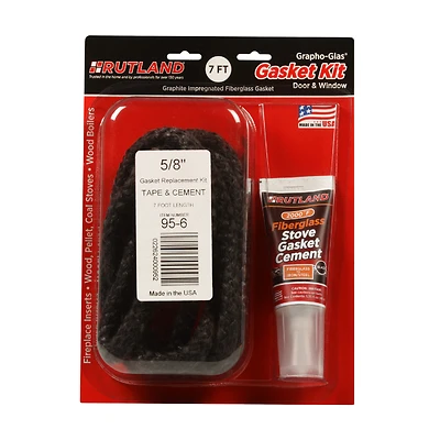 Rutland Grapho-Glas 95-6 Stove Gasket Kit, Fiberglass, 7 Ft. X 5/8 In.