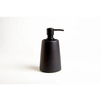 Crater Bathroom Soap Dispenser, Matte Black Ceramic