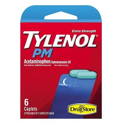 Tylenol PM Pain Reliever/Nightime Sleep Aid 6 ct 6 pc
