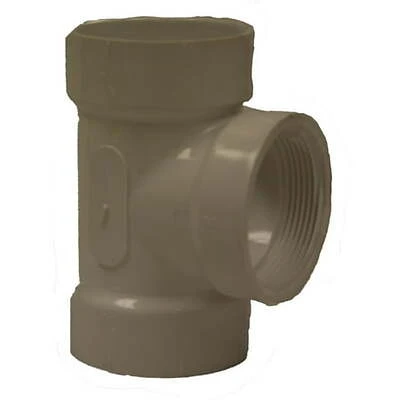 Genova 700 71421 PVC Pipe Test Tee Cleanout Fitting, 2 In. Hub x Hub x FIP