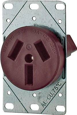 Eaton Cooper Wiring 32B-BOX Power Receptacle, 3-Pole, 50A, NEMA 10-50R