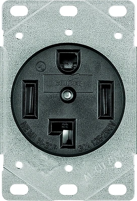 Eaton Cooper Wiring 1257-SP Power Receptacle, 3-Pole, 30A, 125/250V