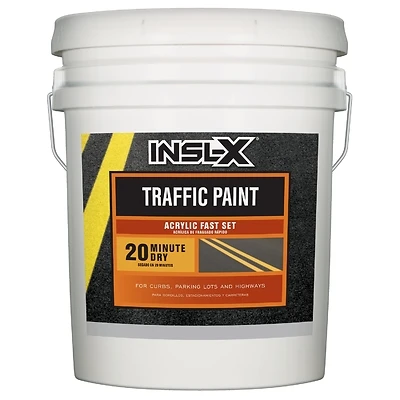 Insl-X Yellow Traffic Striping Paint, Fast-Drying Acrylic Latex, 5 Gal
