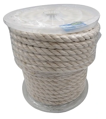 Twisted Cotton Rope, 5/8 Inch Diameter, 140 Feet Length, White