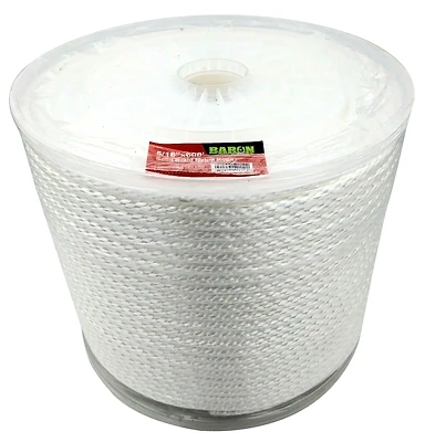 Solid Braided Nylon Rope, 5/16 Inch Diameter, 600 Feet Length, White